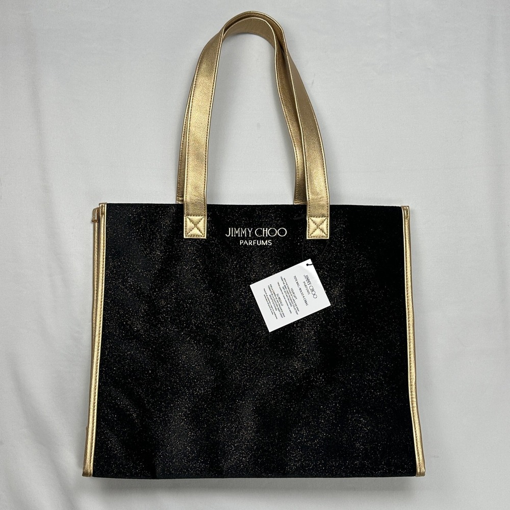 Jimmy Choo Parfums Black Gold Glitter Shimmer Tote Bag CH003G101USA NWT